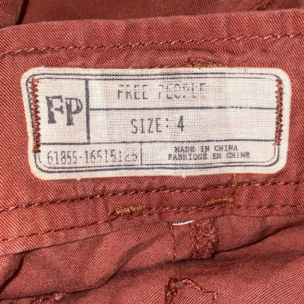 Free People Shorts Rust Red Size 4 Waist Tie Breathable Summer Earthy Boho - Picture 2 of 4